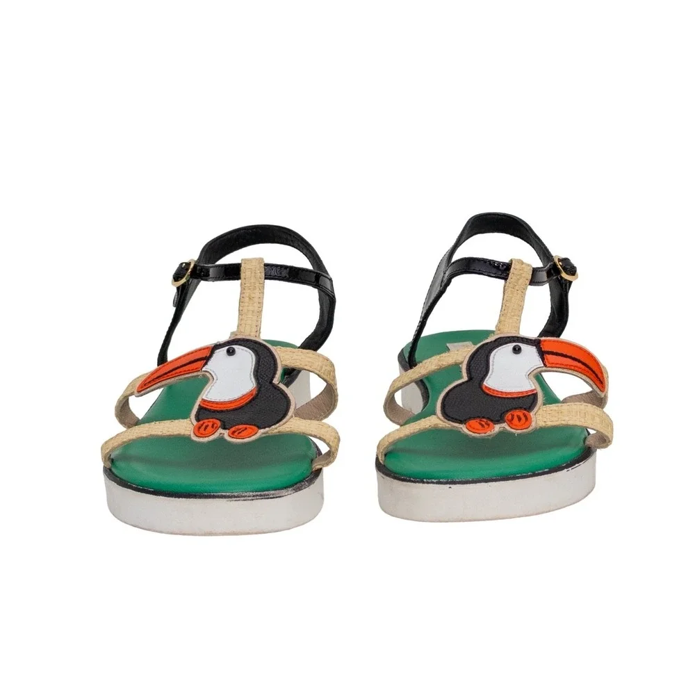 DOLCE & GABBANA BAMBINO SHOES TOUCAN SANDALS T-STRAP sz‎ EU 37 UK 4 23.5cm